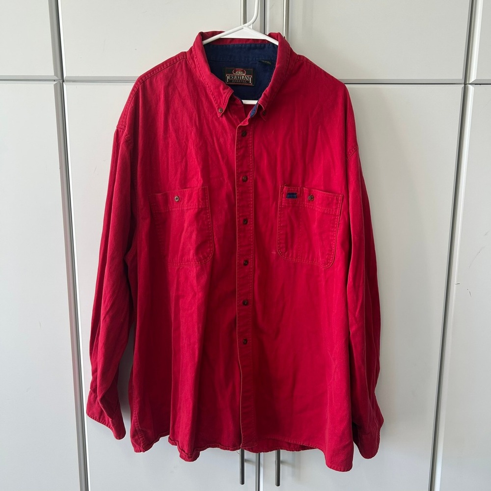 Greatland Apparel Mens XXXL Red Cotton Twill Long Sleeve Button Down Shirt 3XL